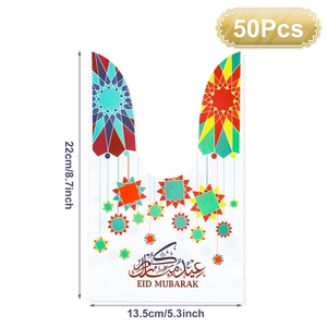 50 pz EID Mubarak sacchetto regalo sacchetto di plastica caramelle biscotto Ramadan Kareem decorazione 2023 islamico musulmano rifornimenti del partito regali Eid - Product Image 6
