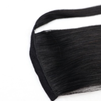 Extensions de cheveux naturels noirs en queue de cheval, cheveux humains lisses à enrouler