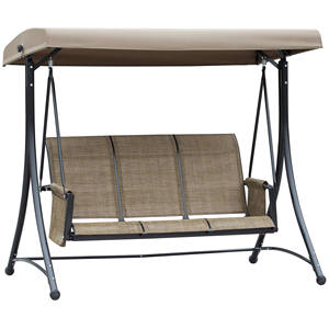Outsunny 3 Seater <b>Garden</b> <b>Swing</b> with Adjustable <b>Canopy</b> and Storage Pockets Brown 196x128x172cm - Product Image 1