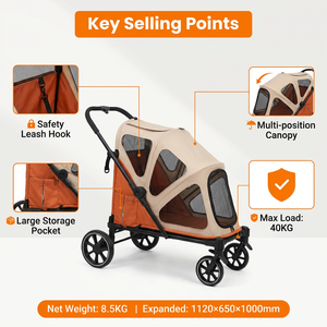 Poussette pour animaux de compagnie de grande taille, nouvelle conception, robuste, respirante, en maille, avec rampe pour <span class=keywords><strong>chien</strong></span> - Product Image 4