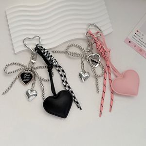Mini album photo porte-clés en cuir PU rose en forme de cœur, avec nœud, chaîne à billes argentée, corde tressée, breloques de sac et <span class=keywords><strong>pendentif</strong></span> de <span class=keywords><strong>téléphone</strong></span> - Product Image 2