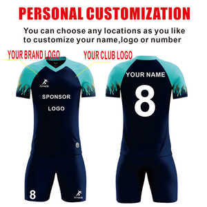 Vente en gros de maillots de football bleu neutre, technologie de sublimation de haute qualité, vêtements de football pour équipes de service OEM - Product Image 4