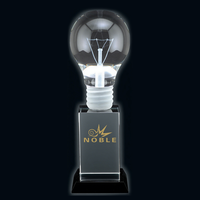 Prix du trophée de l'ampoule en cristal Pioneer à gravure gratuite avec base noire
