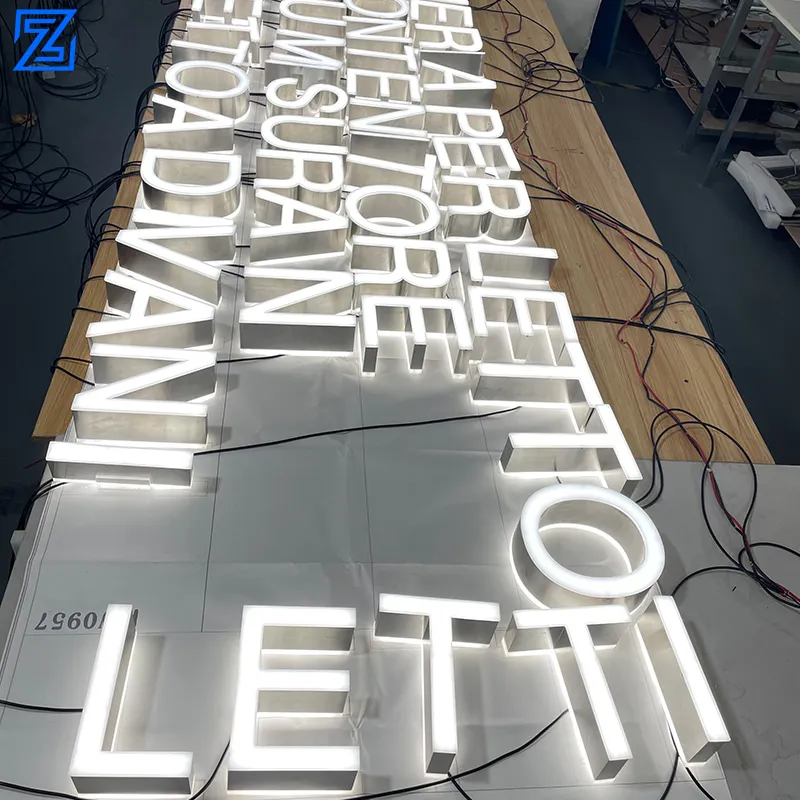 مخصص قطع الليزر 3d تيتانيوم Signage مرآة ضوء صلب مقاوم للصدأ علامة حروف لواجهة المحال
