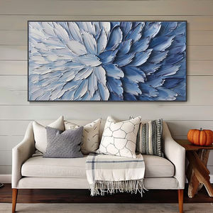 Venta al por mayor 100% hecho <span class=keywords><strong>a</strong></span> <span class=keywords><strong>mano</strong></span> moderno 3D abstracto azul textura pintura al óleo pared imágenes artísticas personalizadas hogar decorativo colgante grande - Product Image 3