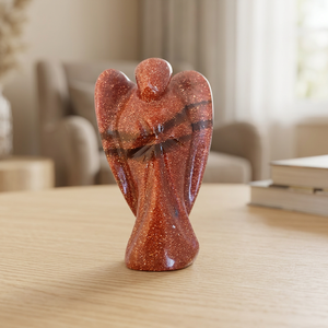 Figurine d'ange rouge scintillante, polie, de forme libre, décoration artisanale pour la maison - Product Image 1