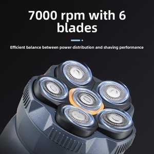 6D Rotary <b>Head</b> Shaver for Bald Men Flexible Skin-Friendly Blade Waterproof Wet/Dry Shaving Rechargeable Electric <b>Razor</b> - Product Image 3