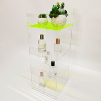 Support de présentation de bureau en acrylique transparent à quatre niveaux, pour table de maquillage, présentoir de parfums et de soins de la peau, rangement cosmétique