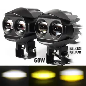 Custom Logo 60W Waterproof Led Headlight Pencahayaan Sepeda Motor Led Fog Driving Lights Led Motorcycle Lights