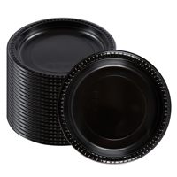 Assiettes à dîner en plastique rectangle noir de 9 pouces jetables écologiques 1 compartiment au micro-ondes pour le camping en PP