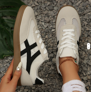 <b>White</b> Mesh <b>Lace</b>-up Sneakers Round Toe Breathable Rubber Outsole EVA Midsole All Seasons Style - Product Image 3