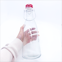 Bouteille d'eau en verre souple transparente avec clip de fermeture / Style spécial hermétique 500 750 1000ml Contenant de boisson à ouverture basculante