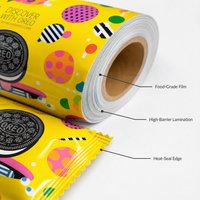 Rouleau de film d'emballage alimentaire imprimé sur mesure, design de dessin animé, laminé, souple, pour sachets de snacks, bâtonnets glacés, bonbons, thermoscellable, en vrac, OEM