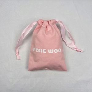 High Quality Recyclable Cotton pink <b>Drawstring</b> <b>Bag</b> Simple Style Dust Pouch <b>Bag</b> - Product Image 2