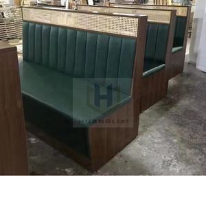 Sièges de restaurant commerciaux modernes, cadre en <span class=keywords><strong>bois</strong></span>, tapisserie d'ameublement en PU, rotin naturel, canapé de stand à l'arrière - Product Image 4