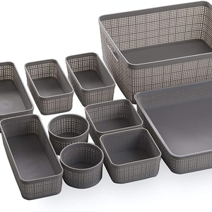 10-Piece Woven Plastic Storage Basket Set