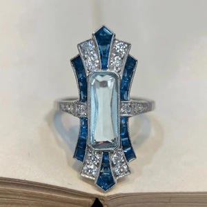 Anillo de Estilo Oceánico con Forma Rectangular Irregular para Mujer, Joyería Elegante para el Dedo - Product Image 3