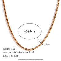 Collier minimaliste en acier inoxydable plaqué or 18 carats pour femme, chaîne simple et tendance