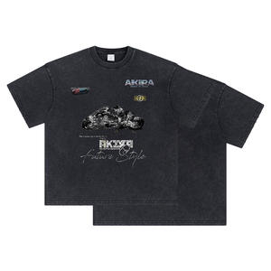 Camiseta <span class=keywords><strong>Akira</strong></span> de Estilo Americano, de Alta Gama, con Estampado Vintage Lavado, Marca de Moda Retro, Holgada, Combinable con Todo, de Algodón Puro Pesado - Product Image 1