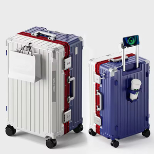 Maleta con marco de alumbre para equipaje grande y grueso de PC Bayer duradera, portavasos extensible de gran capacidad, Puerto USB, diseño clásico a la moda - Product Image 1