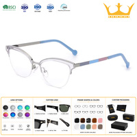 Lunettes optiques classiques vintage en métal et acétate, monture complète œil de chat, durables, anti-lumière bleue, pour usage quotidien unisexe en extérieur