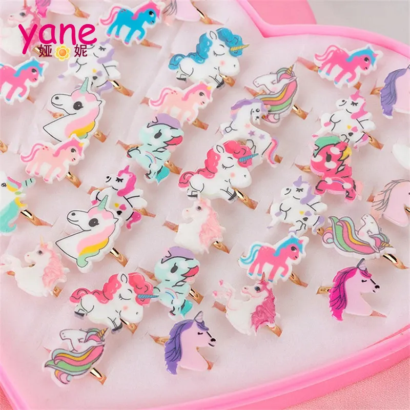 Unicorn Fancy Rings 36 Pieces Boxed Fashion for Girls Kids School Return Gifts for Kids Birthday Party Alloy Children's 1 Box