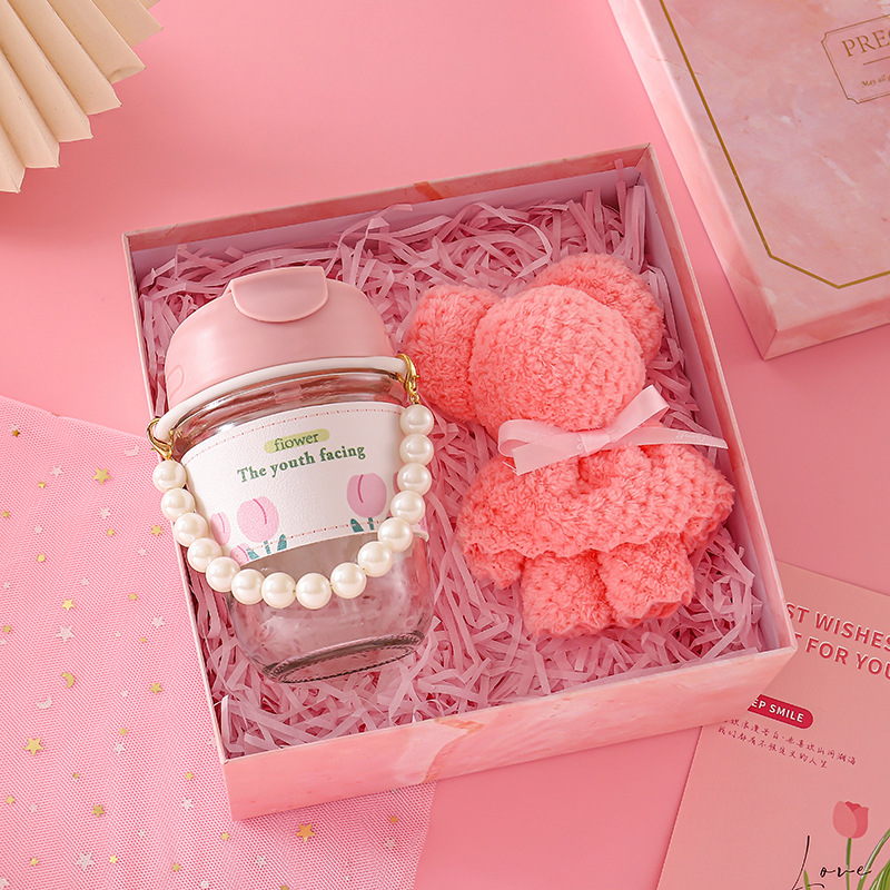 [Pink] Pearl Cup Bear Towel