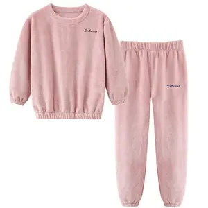 Custom Fleece Night Suits for Girls Winter Woman Fleece Pyjamas Nighty Design Flannel Pijamas Pajamas 100% Polyester Round Neck