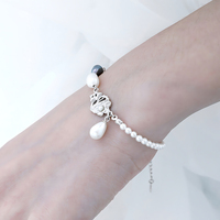 Bracelet ajustable en argent sterling 925 pour femme avec breloque en nacre fine et perles, bijoux de créateur personnalisés, vente en gros