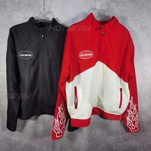 Chaqueta cortavientos de poliéster para hombre con logotipo bordado personalizado y cremallera, chaquetas de talla grande para hombre, chaqueta de cuero para motocicleta - Product Image 6