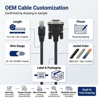 Câble Série RJ45 vers DB9, Faisceau de Câblage Modulaire RJ45 vers DB9, Cordon Console RS232 Mâle 9 Broches, 1m 2m 3m 5m, Noir, Pinout Personnalisé