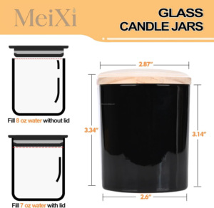 Bocaux à bougies cylindriques en verre vides de 7oz, 10oz, 14oz, transparents, en gros, supports de bougies de luxe personnalisés avec couvercle, Noël - Product Image 6