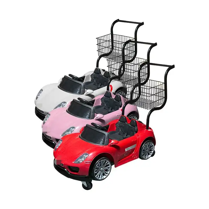 高級ヨーロッパのプラスチックスーパーマーケットキッズショッピングトロリー、スポーツおもちゃの車のショッピングカート付き販売子供ユニセックス1年