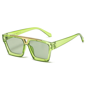 Custom Metal Logo Fashion Flat <strong>Top</strong> Sunglasses Shades Oversize Trendy Personality V LOGO Women Square Sun <strong>Glasses</strong> - Product Image 5