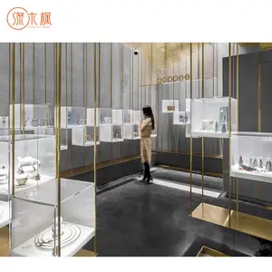 Maximize Eye-Catching Show Case Gold Jewelry Showcase Stands Customized Jewelry Glass Display Showcase Brand Factory