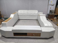 Lits intelligents en cuir populaires avec tiroirs, lit double en bois multifonctionnel de luxe avec rangement et coffres-forts sonores, vente en gros