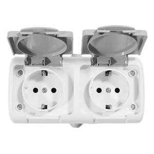 Ổ Cắm Đức Ổ Cắm Châu Âu 2P + E IP54 Loại Bề Mặt 2 Gang Schuko Chống Nước Có Nối Đất - Product Image 2