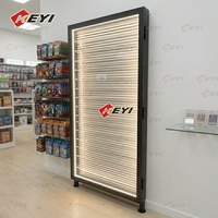 Étagère de présentation de cartes à collectionner en métal à poser au sol ou à fixer au mur, avec porte battante en verre verrouillable, vitrine de présentation de cartes à collectionner