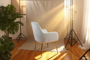 Modern <strong>Light</strong> <strong>Blue</strong> Velvet Accent Chair with Gold Metal Legs, Upholstered <strong>Armchair</strong> for Home Office &amp; Living Room - Product Image 5