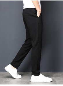 กางเกงลำลองขาตรงทรงหลวมของผู้ชายกางเกงมีจีบกางเกงสเวตเตอร์ของผู้ชายใส่สบาย - Product Image 5