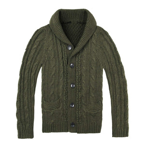 Cardigan en maille torsadée pour homme avec poches, simple boutonnage, pour l'automne et l'hiver, gris, marron, bleu foncé, gris foncé - Product Image 4