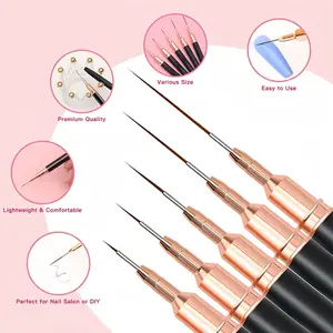 7/9/11/15/25MM ensemble de brosses à ongles Gel UV Kits de brosses à ongles ligne à rayures françaises peinture dessin fleur <span class=keywords><strong>stylo</strong></span> <span class=keywords><strong>manucure</strong></span> outils - Product Image 5