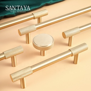 Poignées de meubles en laiton Santaya, motif croisé diamanté, boutons dorés, pour armoires et placards, poignées de porte solides de luxe - Product Image 1