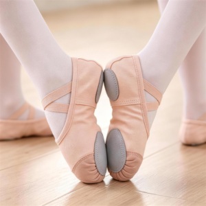 Zapatillas de Ballet de Lona para Niñas con Suela Partida y Tiras Elásticas Cruzadas para Entrenamiento de Danza - Product Image 4