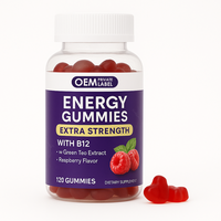 Gummies Énergétiques OEM avec Vitamine B12, Extrait de Guarana, Thé Vert et Noix de Kola pour le Soutien du Métabolisme Cellulaire et le Soulagement de la Fatigue Physique