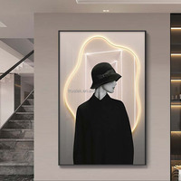 Horloge électronique LED personnalisée avec impression numérique aquarelle, peinture décorative de portrait, option barre, 80x120cm, intérieur