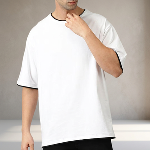 Wholesale Casual Oversized High Quality Blank 100% Cotton Knitted Custom <b>Logo</b> Plain Loose Fit Men's T-Shirt - Product Image 3