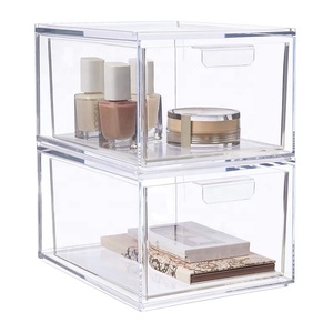 Confezione da 2 cassetti impilabili plastica di lusso acrilico trasparente cosmetici scatola Organizer per il trucco Organizador De Maquillaje