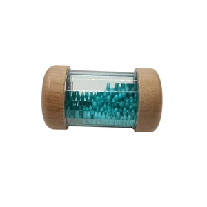Bâton de pluie sonore artisanal en tube transparent avec embouts en bois massif et perles, pour la thérapie sonore, vente en gros - Product Image 3