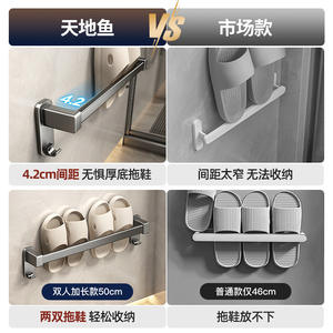 Support mural rectangulaire à 1 niveau pour pantoufles de salle de bain Heaven And Earth Fish, à suspendre sur la porte, pour chaussures - Product Image 3